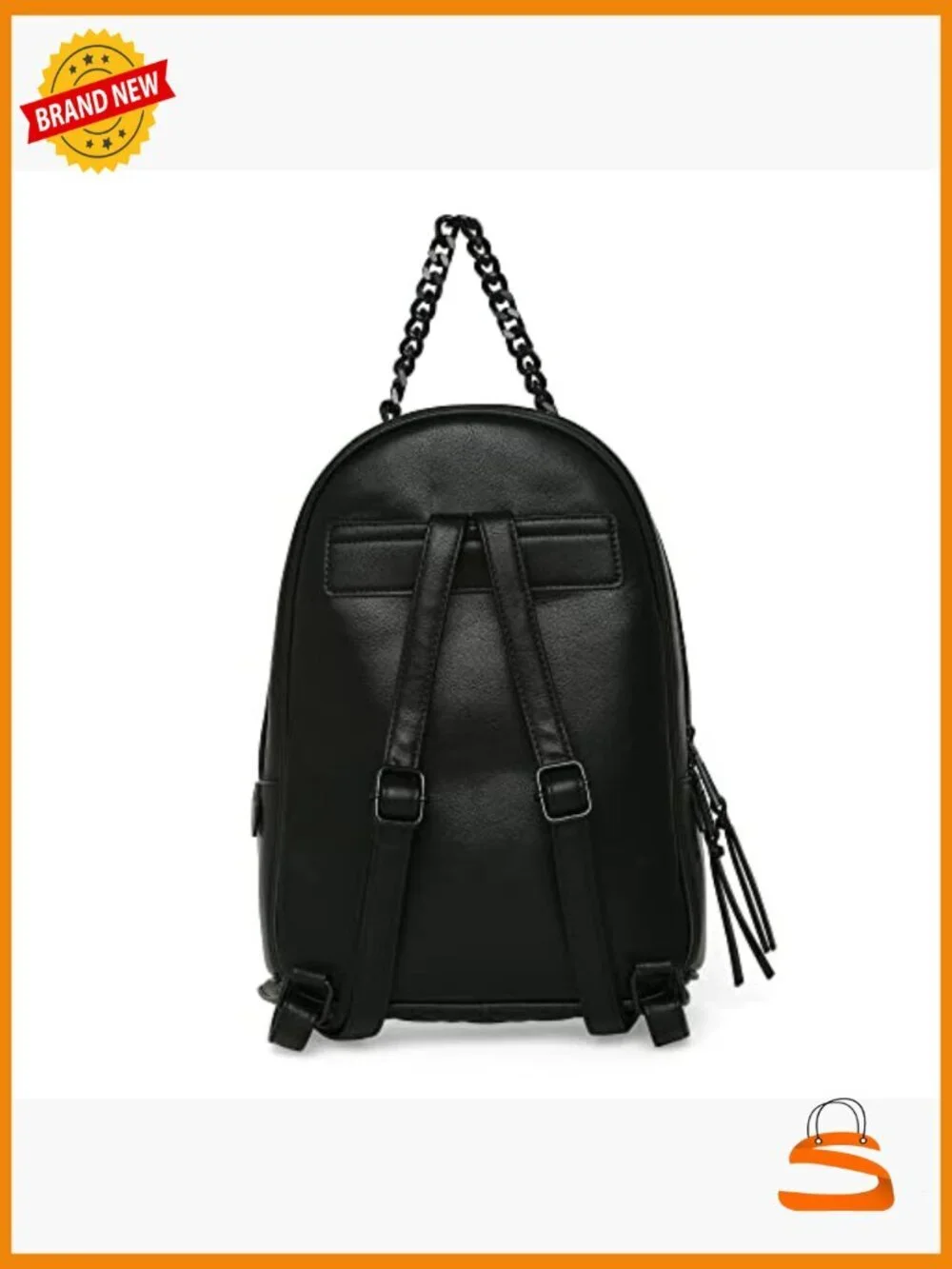 Faux Leather Daypack Backpack, Medium, 2 Compartments